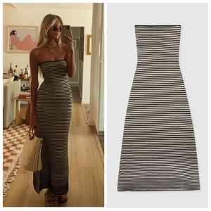 New The Wolf Gang Sunmor Strapless Knit Noir Black Maxi Dress Small NWT